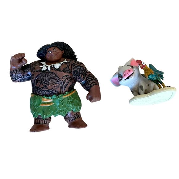 Moana Maui Pig and Chicken Action Figures Cake Topers 4" HeiHei Pua - Picture 2 of 6